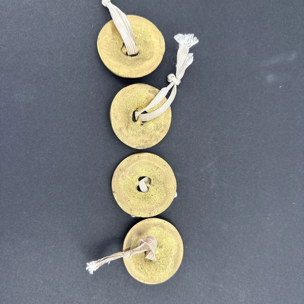 Vintage Brass Finger Cymbals Belly Dancing Musical Instruments Set of 4 Ornate‎